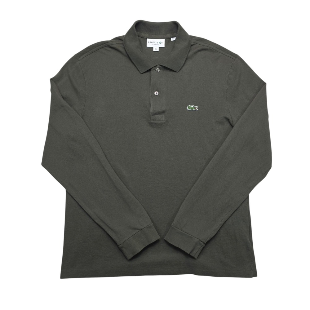 Lacoste Mens Long Sleeve Polo Shirt Classic Fit Olive Green FR 4 US M